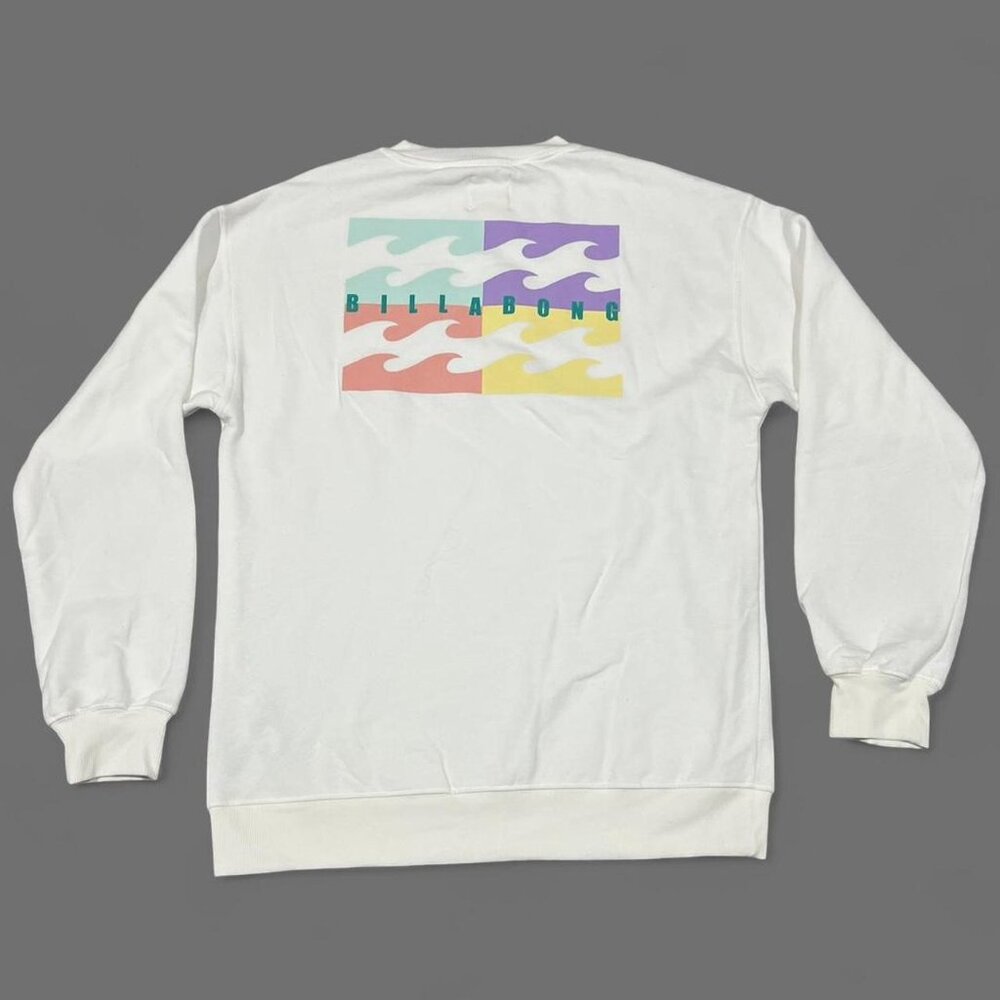 Billabong White Graphic Crewneck, Size M